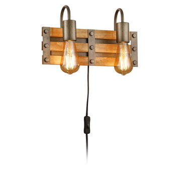 Wandleuchte KHAN Holz natur, 2-flammig, 2 x E27