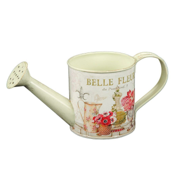Dekorative Gießkanne BELLE FLEUR, antik creme mit Blumen,...
