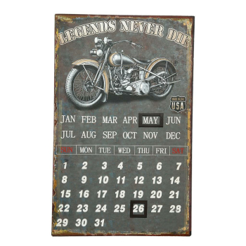 Metallbild Kalender - Biker 25 x 40 cm
