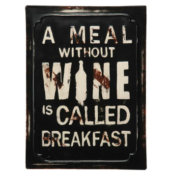 Metallbild - &quot;A MEAL WITHOUT WINE&quot; Schild Wein...