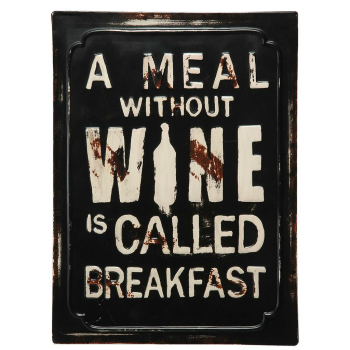 Metallbild - "A MEAL WITHOUT WINE" Schild Wein...