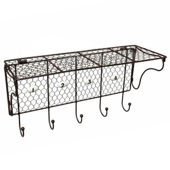 Drahtregal mit Haken - antikbraun 46 cm