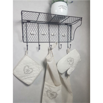 Drahtregal mit Haken - antikbraun 46 cm