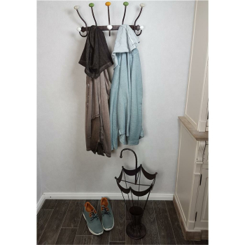 Garderobe mit Keramik - bunt/antikbraun 43 cm