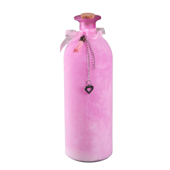 Dekoflasche rosa in geeistem Look, 27 cm