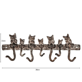 Garderobenhaken 7 Katzen aus Gusseisen