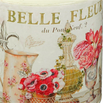 Milchkanne FLEUR antik, weiß mit Blumen, 27 cm