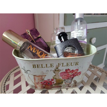 Blumentopf 3er Set BELLE FLEUR, Metall mit Blumenmuster