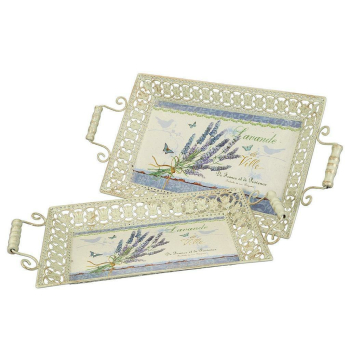Tablett Lavendel/antikcreme, 2er Set
