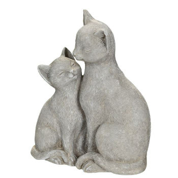 Katze mit Kätzchen Dekofigur grau 21 cm