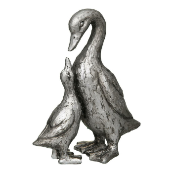 Dekofigur Gänsepaar, antiksilber, 20 cm