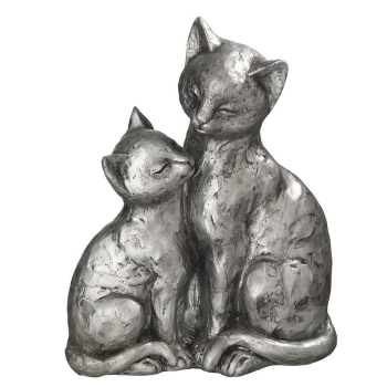 Dekofigur Katzen Paar, antiksilber, 22 cm
