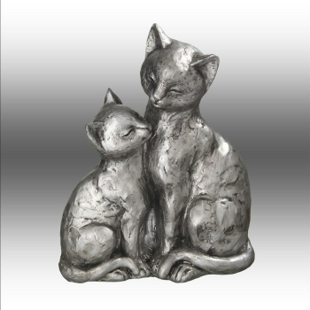 Dekofigur Katzen Paar, antiksilber, 22 cm