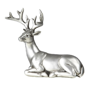 Hirsch liegend, antiksilber 18 cm