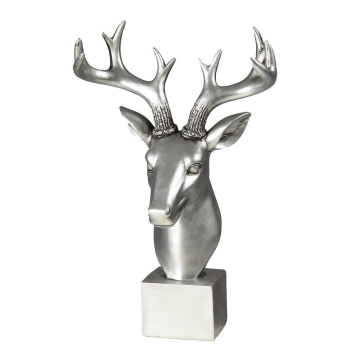 Hirschkopf mit Geweih, antiksilber 38 cm