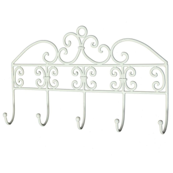 Increto Garderobe antik mit 5 Haken weiß 38 cm