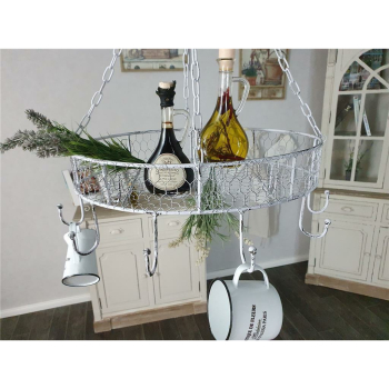 Landhaus Topfhänger Schmiedeeisen - weiss