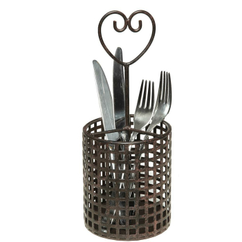 Rustikaler Besteckträger 26 cm - Metall antikbraun