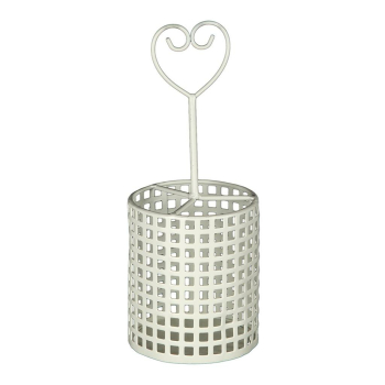 Besteckträger aus Metall 26 cm - antikweiss