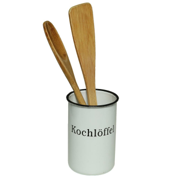 Kochlöffel Becher emailliert antikweiß 12 cm