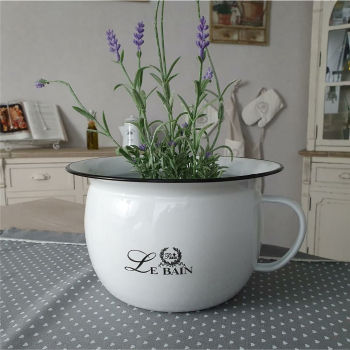 Töpfchen Nachttopf mit Henkel emmailiert 24 cm