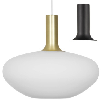 Pendelleuchte ALTON 35 schwarz/gold, Glas weiß matt, 1 x E27