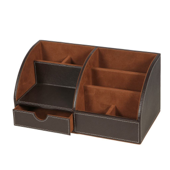 Brauner Schreibtischorganizer LONDON aus Kunstleder 29cm