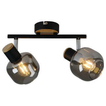 Deckenschiene FUMOSO Rauchglas 2 x E14
