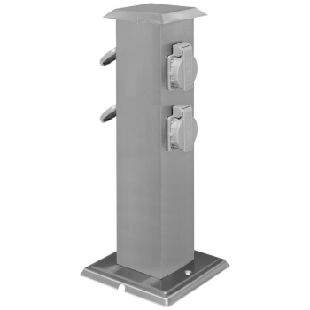 Steckdosensäule mit 4 Steckdosen, Edelstahl