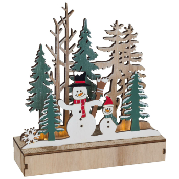Weihnachtsleuchter, Schneemänner im Wald, 3...