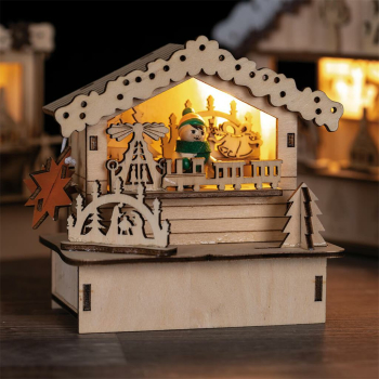LED Weihnachtsmarkthütte, Spielzeugverkäufer,...