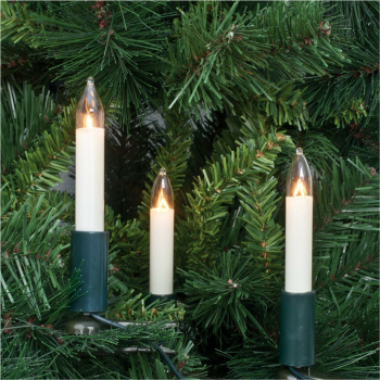 Weihnachtsbaumkette klar/elfenbein 30 x E10/8V/3W mit...