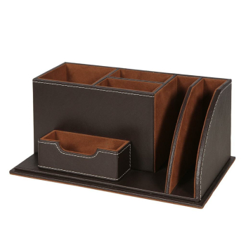Brauner Schreibtischorganizer LONDON aus Kunstleder 24cm