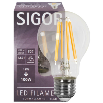 Sigor Filament-Lampe klar LED E27/230 V/11W, 1521lm,...