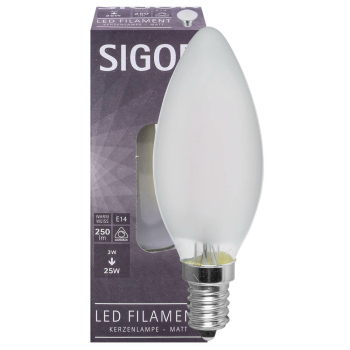 Sigor Filament-Lampe matt LED E14/230 V/3W, 250lm, 2700K,...