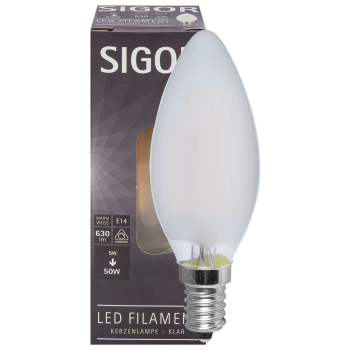 Sigor Filament-Lampe matt LED E14/230 V/5W, 630lm, 2700K,...