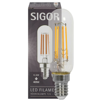 Sigor Filament-Lampe klar LED E14/230 V/4,5W, 470lm, 2700K