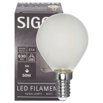 Sigor Filament-Lampe matt LED E14/230 V/5W, 630lm, 2700K