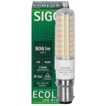 Sigor Röhrenlampe klar LED B15d/V/7W, 806lm, 2700K
