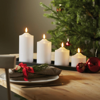 Echtwachskerze 1 warmweiße LED batteriebetrieben,...