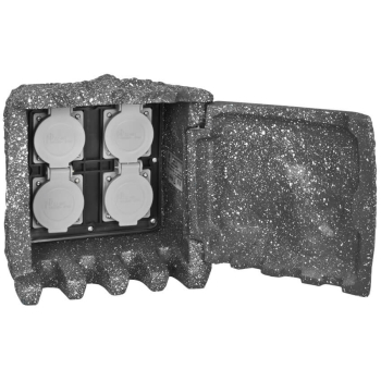 Steckdosenverteiler in Kunststein, mit Tür, 4...