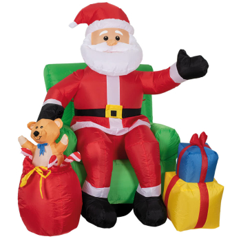 aufblasbarer Weihnachtsmann XXL im Sessel mit Geschenken...