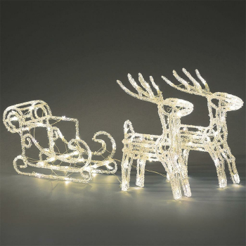 Rentiere mit Schlitten 96 warmweiße LED