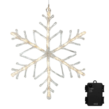 Schneeflocke 24 warmweiße LED batteriebetrieben