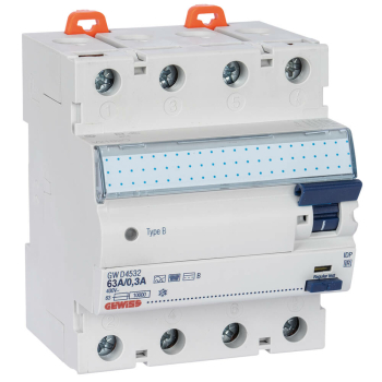 allstromsensitiver FI-Schutzschalter 4-polig 63A/0,3
