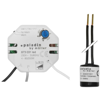 LED Einbau-Tastdimmer 4-100 (200)W, Anschluss OHNE...
