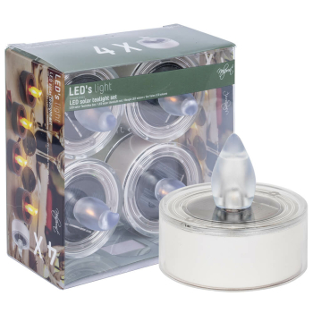 LED Solar-Teelichter 1 orange flackernde LED, 4er-Set