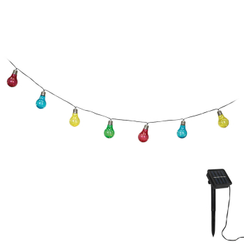 Solar-Lichterkette MINI BULBY, 10 Birnen mit je 5 LED bunt