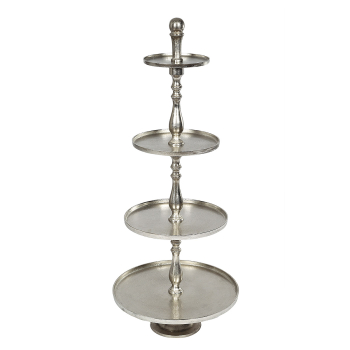 Große Etagere aus Aluminium silber, 4 Stufen, 130 x...