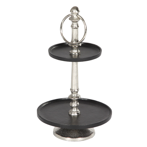 Etagere schwarz/silber, 2 Stufen
